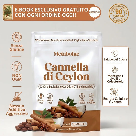 Cannella di Ceylon equivalente a 7200 mg con olio MCT